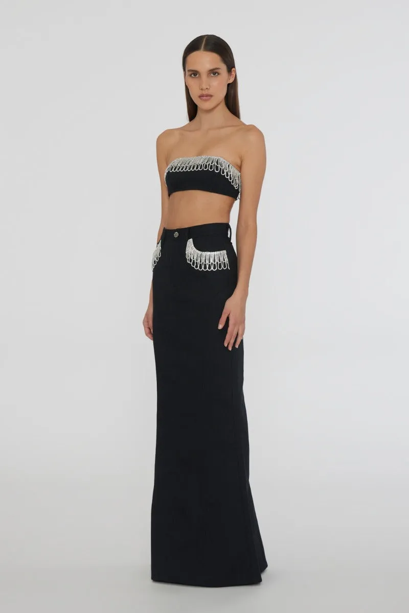 Rotate - Twill Bandeau Top - Black