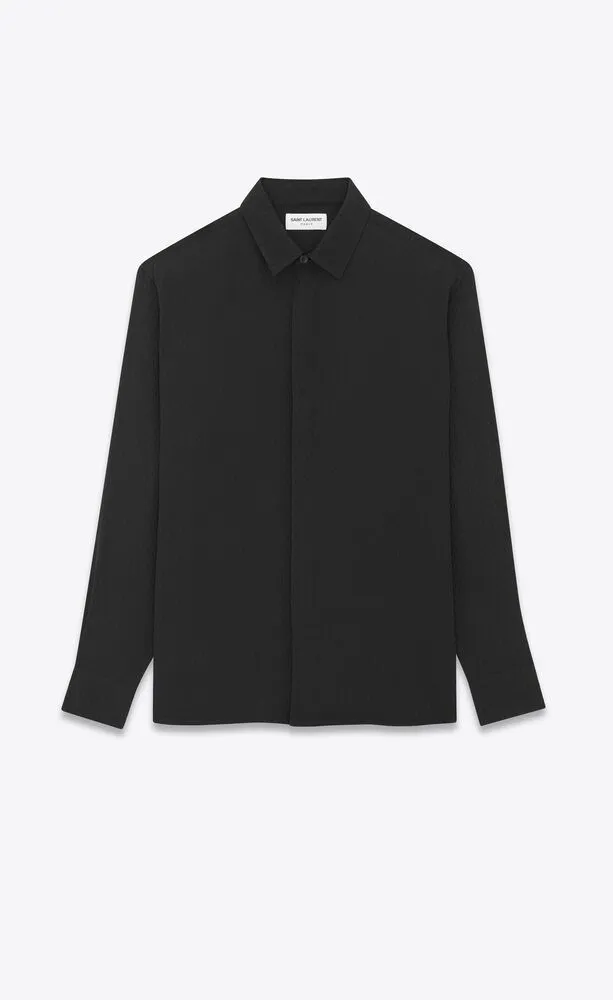 Saint Laurent  |Unisex Silk Street Style Long Sleeves Luxury Shirts