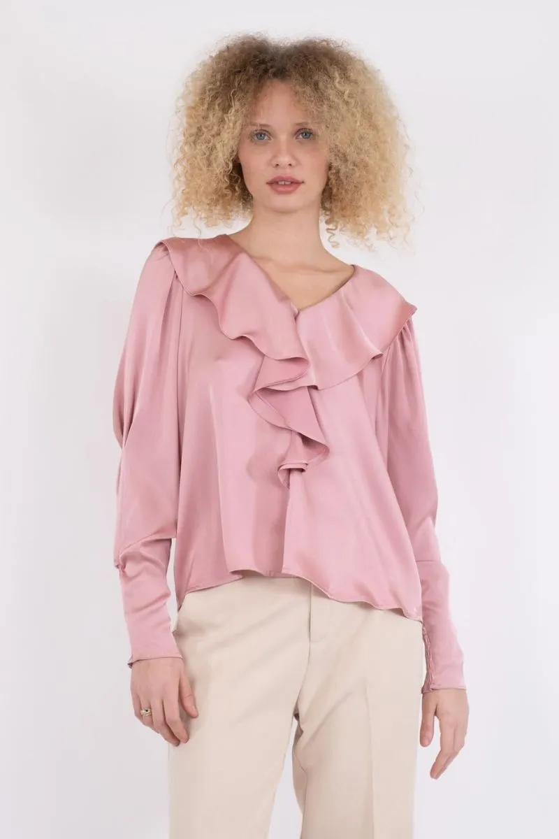 Sandie Sateen Blouse | Light Pink | Bluse fra Neo Noir