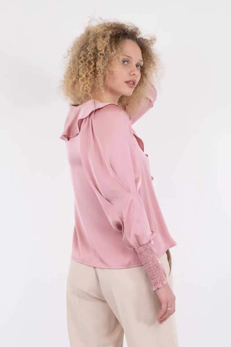 Sandie Sateen Blouse | Light Pink | Bluse fra Neo Noir