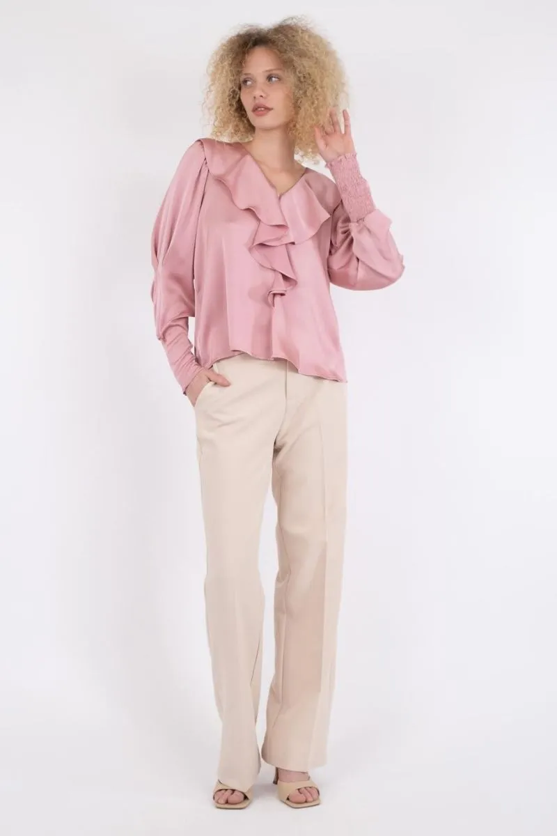 Sandie Sateen Blouse | Light Pink | Bluse fra Neo Noir