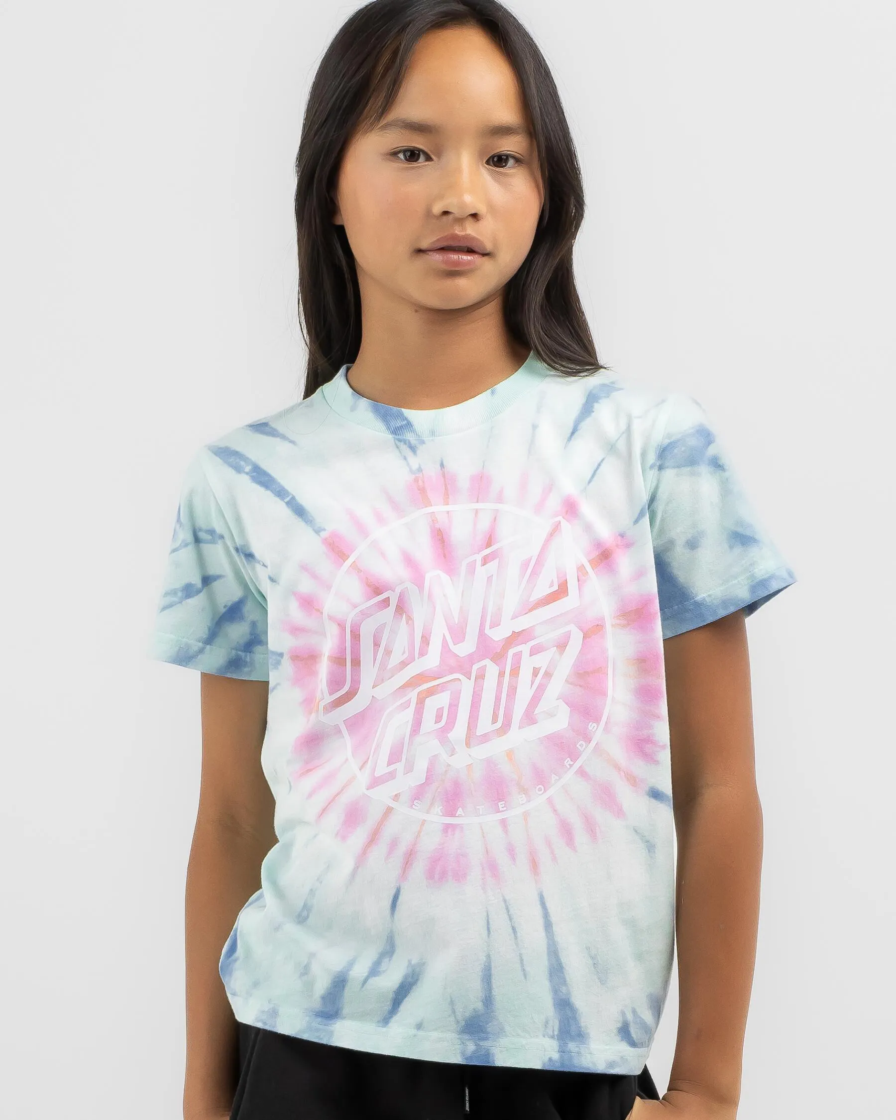 Santa Cruz Girls' Opus Dot Front Tie Dye T-shirt