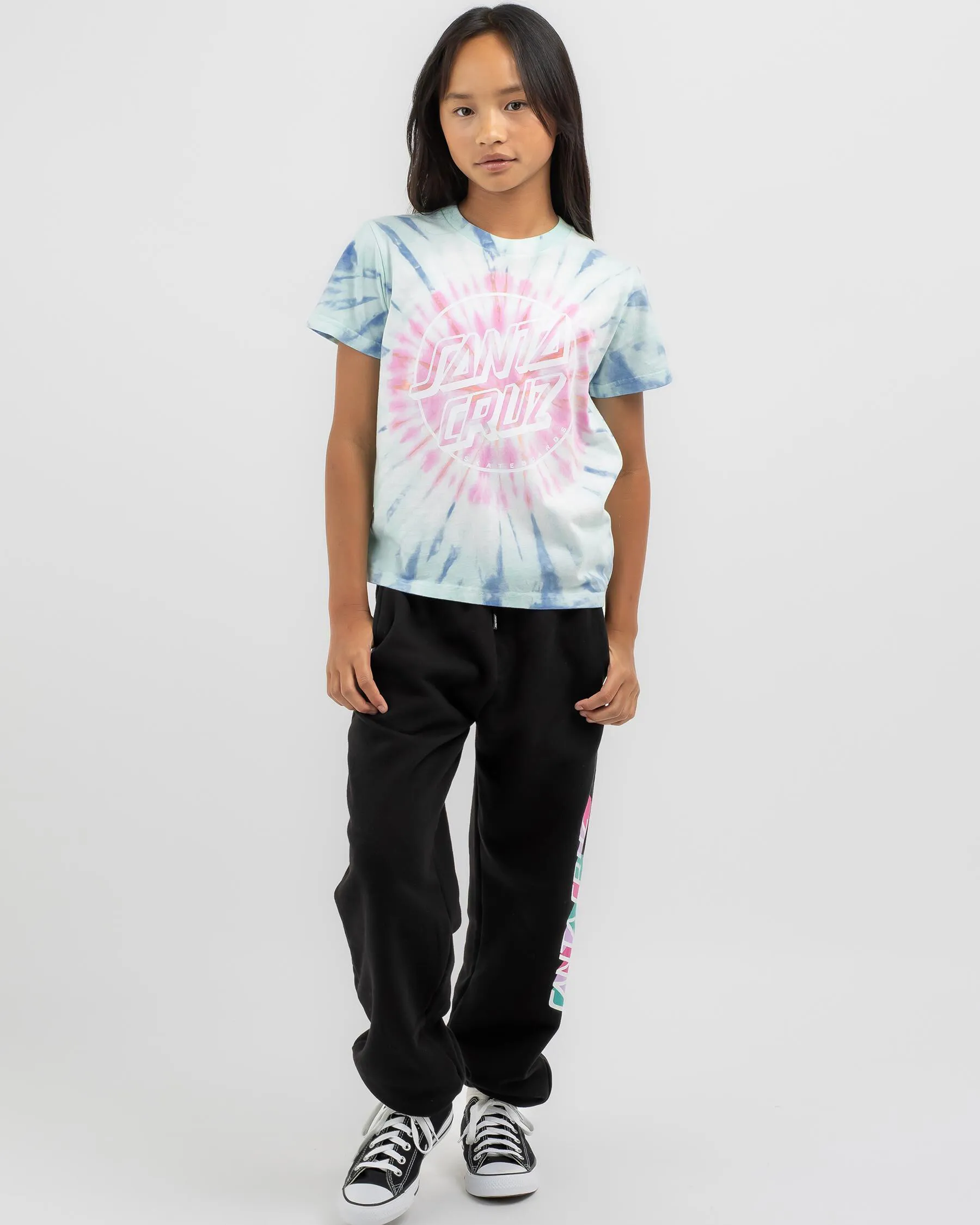 Santa Cruz Girls' Opus Dot Front Tie Dye T-shirt