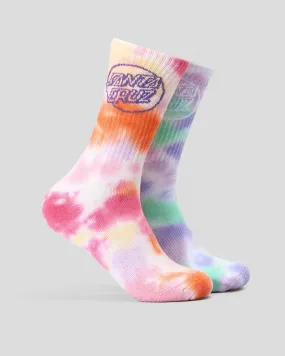 Santa Cruz Girls' Opus Dot Tie Crew Socks 2 Pack