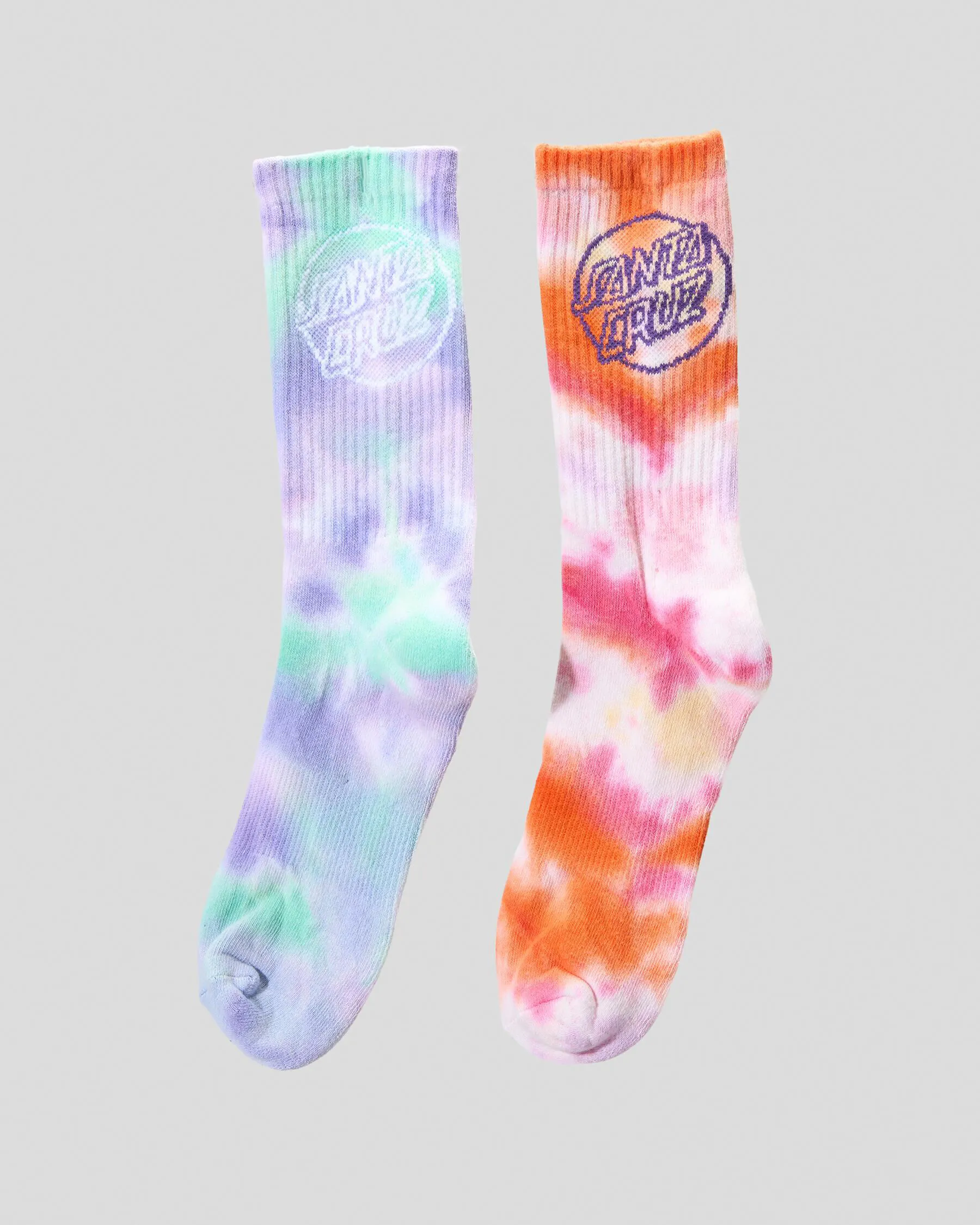 Santa Cruz Girls' Opus Dot Tie Crew Socks 2 Pack