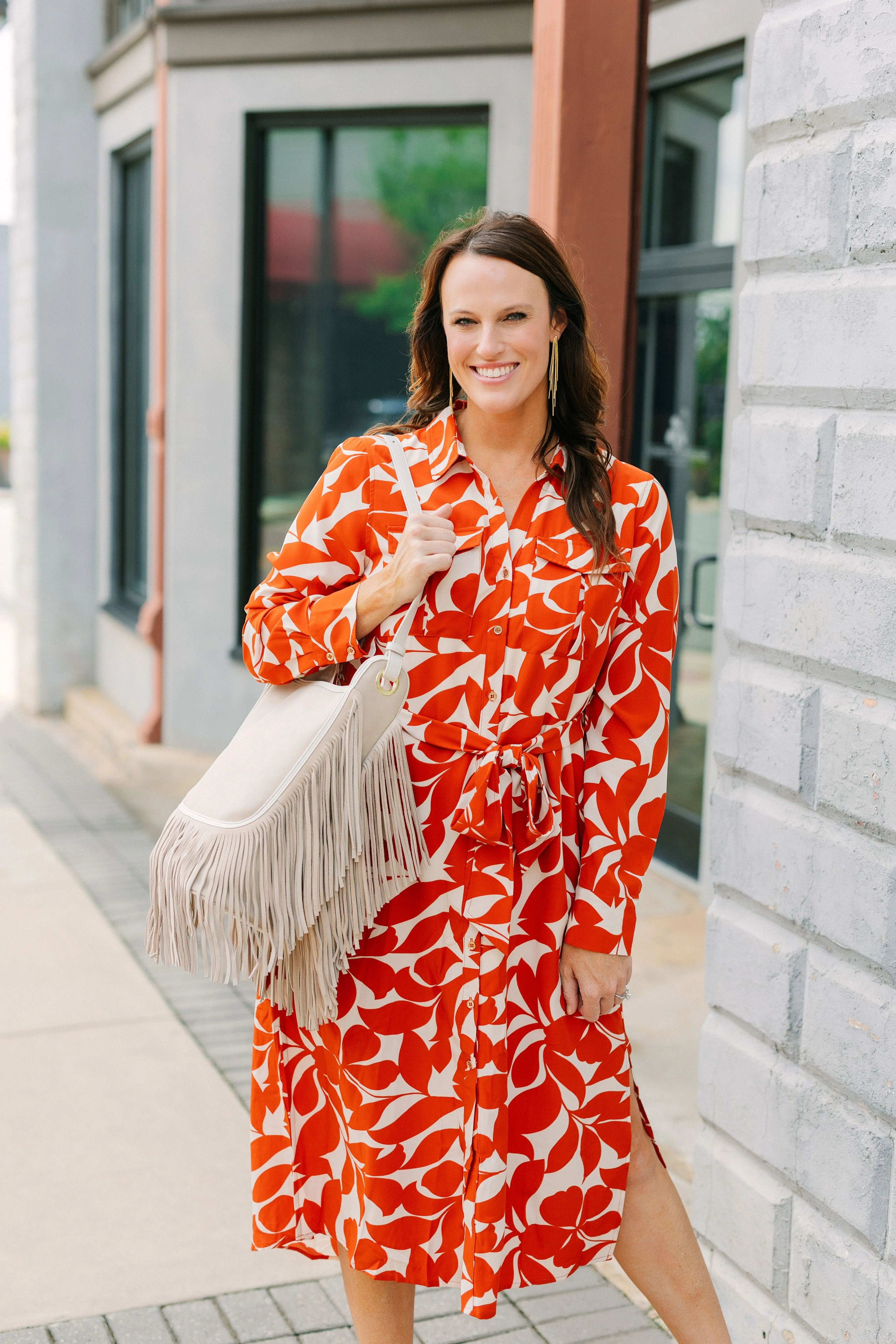 Sawyer Leather Bag with Fringe IVORY