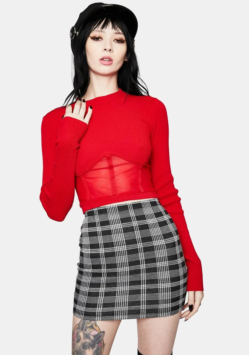 Scarlet High Fashion Mesh Underbust Top-