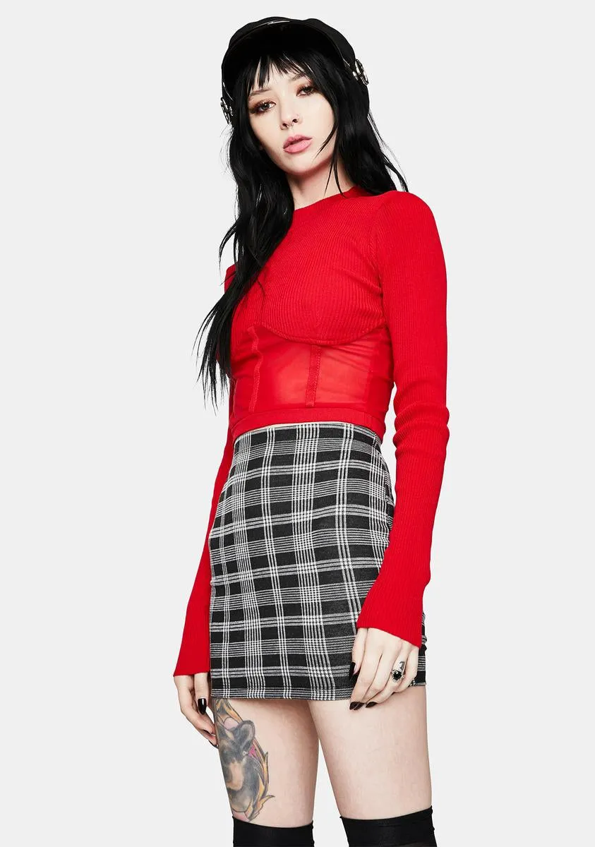 Scarlet High Fashion Mesh Underbust Top-