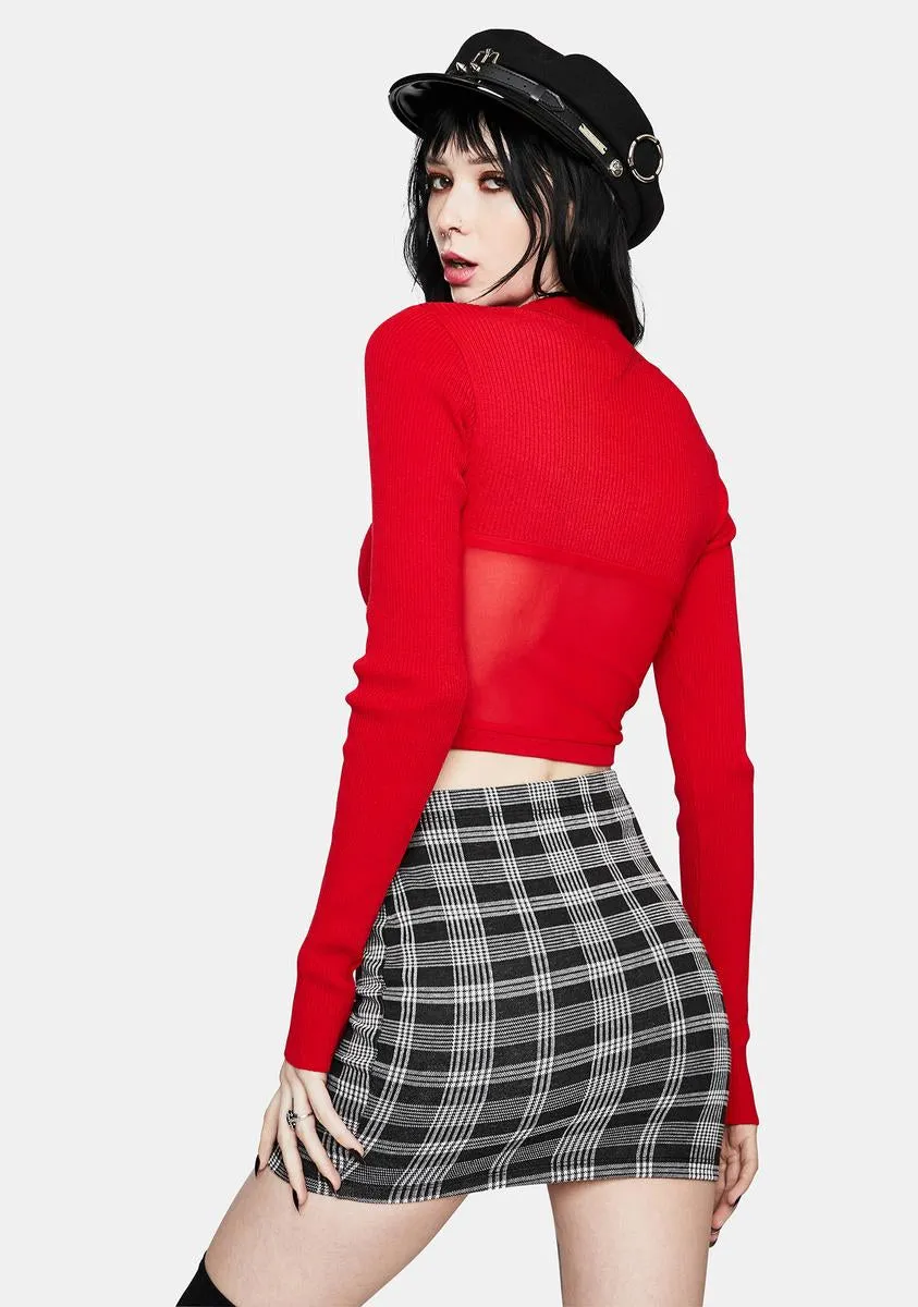 Scarlet High Fashion Mesh Underbust Top-