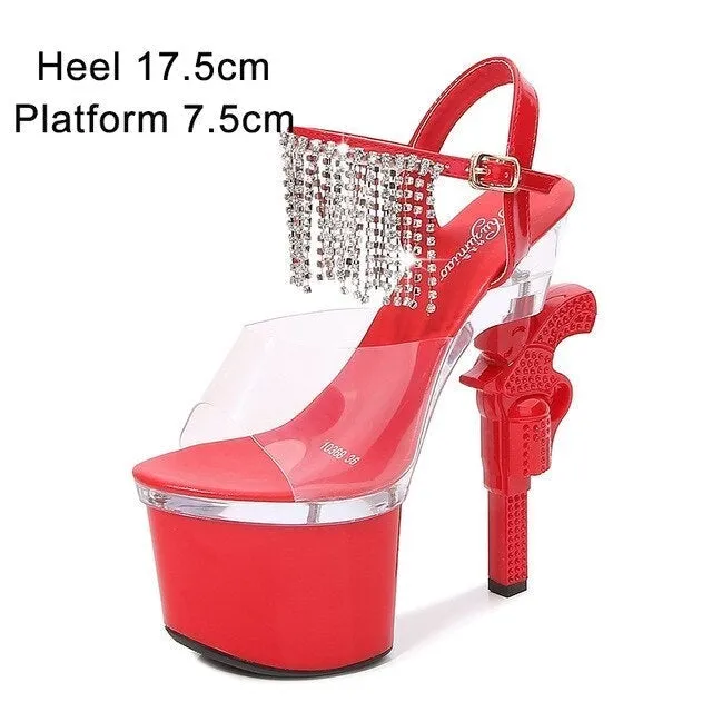 Sexy Patent Leather Platforms Transparent High Heel Women's Catwalk Pumps