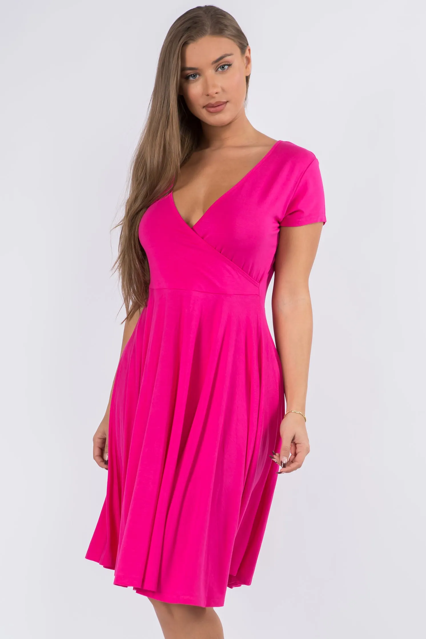 Sexy Surplice Faux Wrap V-Neck Dress