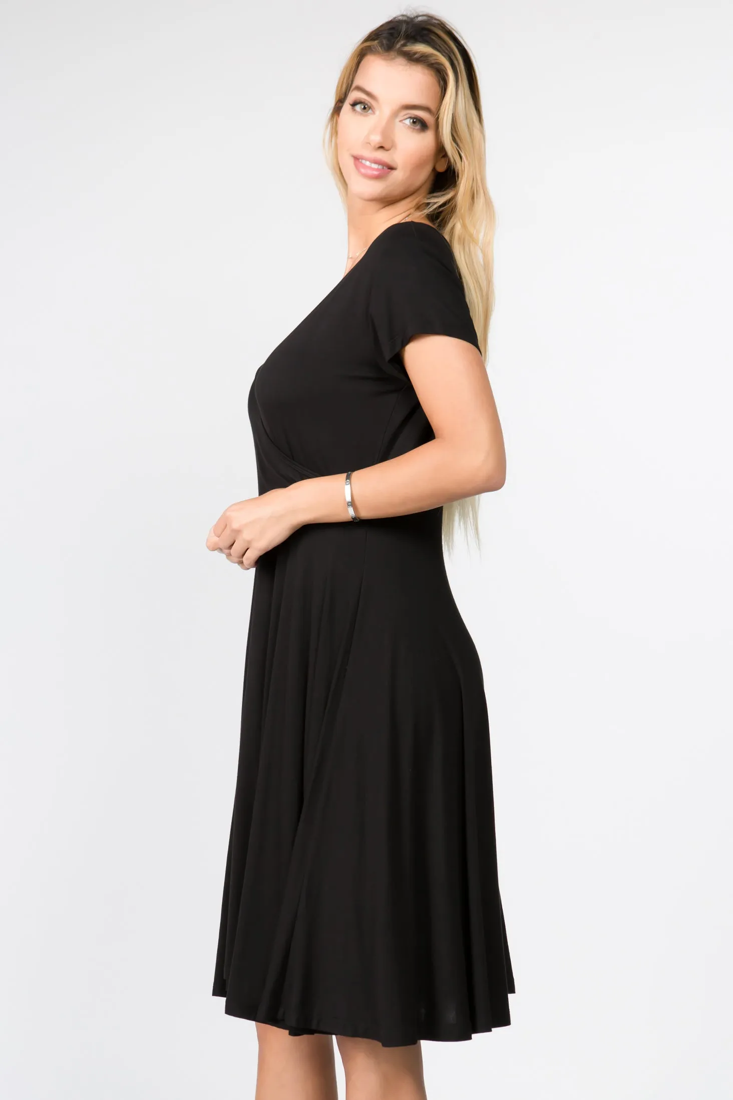 Sexy Surplice Faux Wrap V-Neck Dress