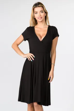 Sexy Surplice Faux Wrap V-Neck Dress