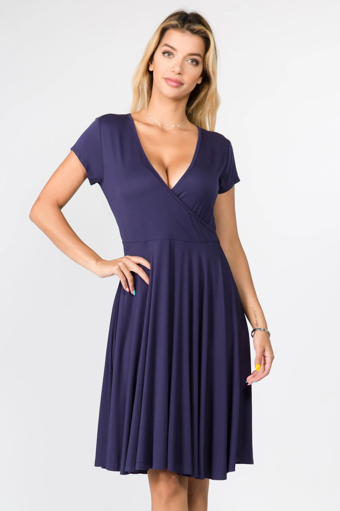 Sexy Surplice Faux Wrap V-Neck Dress