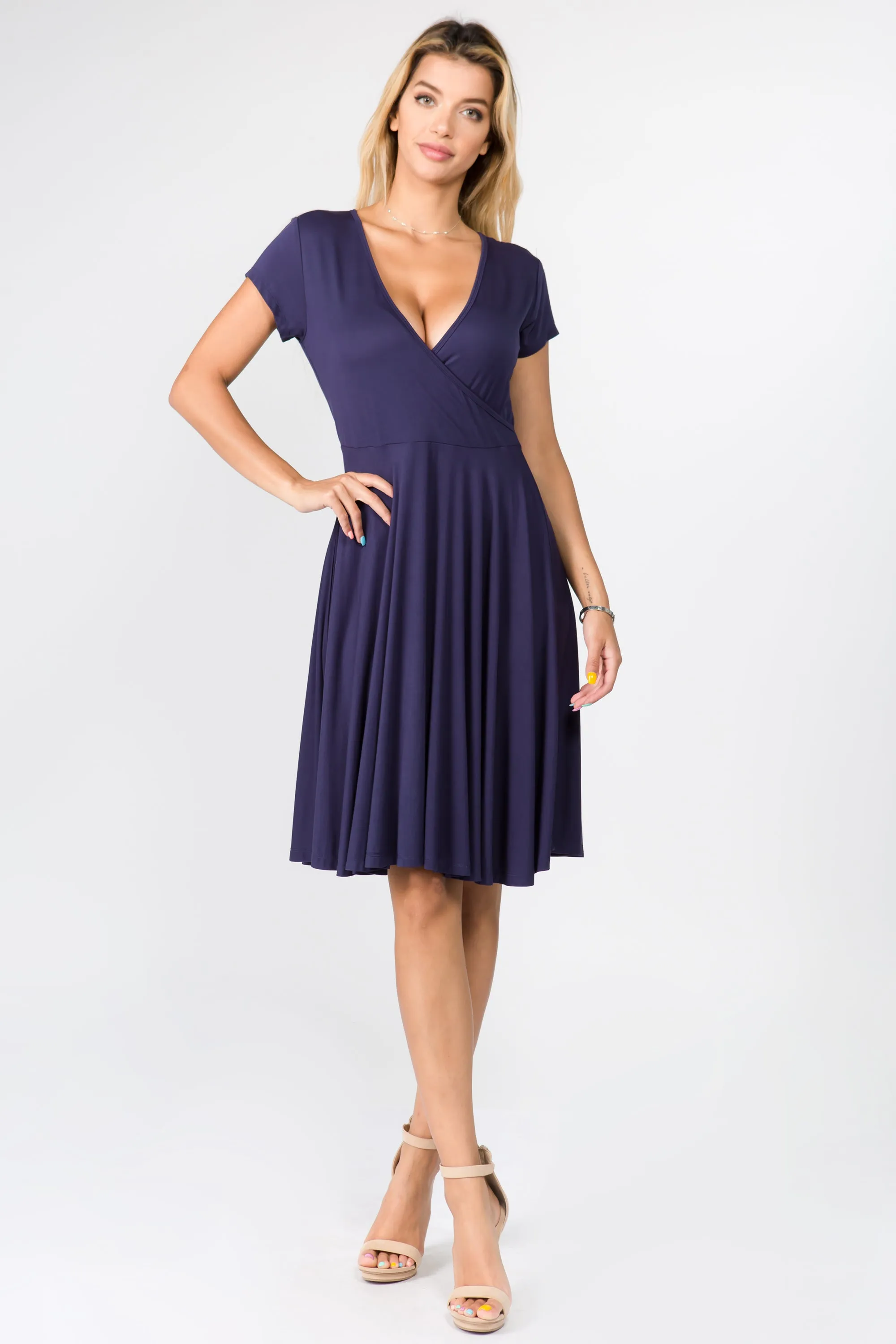 Sexy Surplice Faux Wrap V-Neck Dress