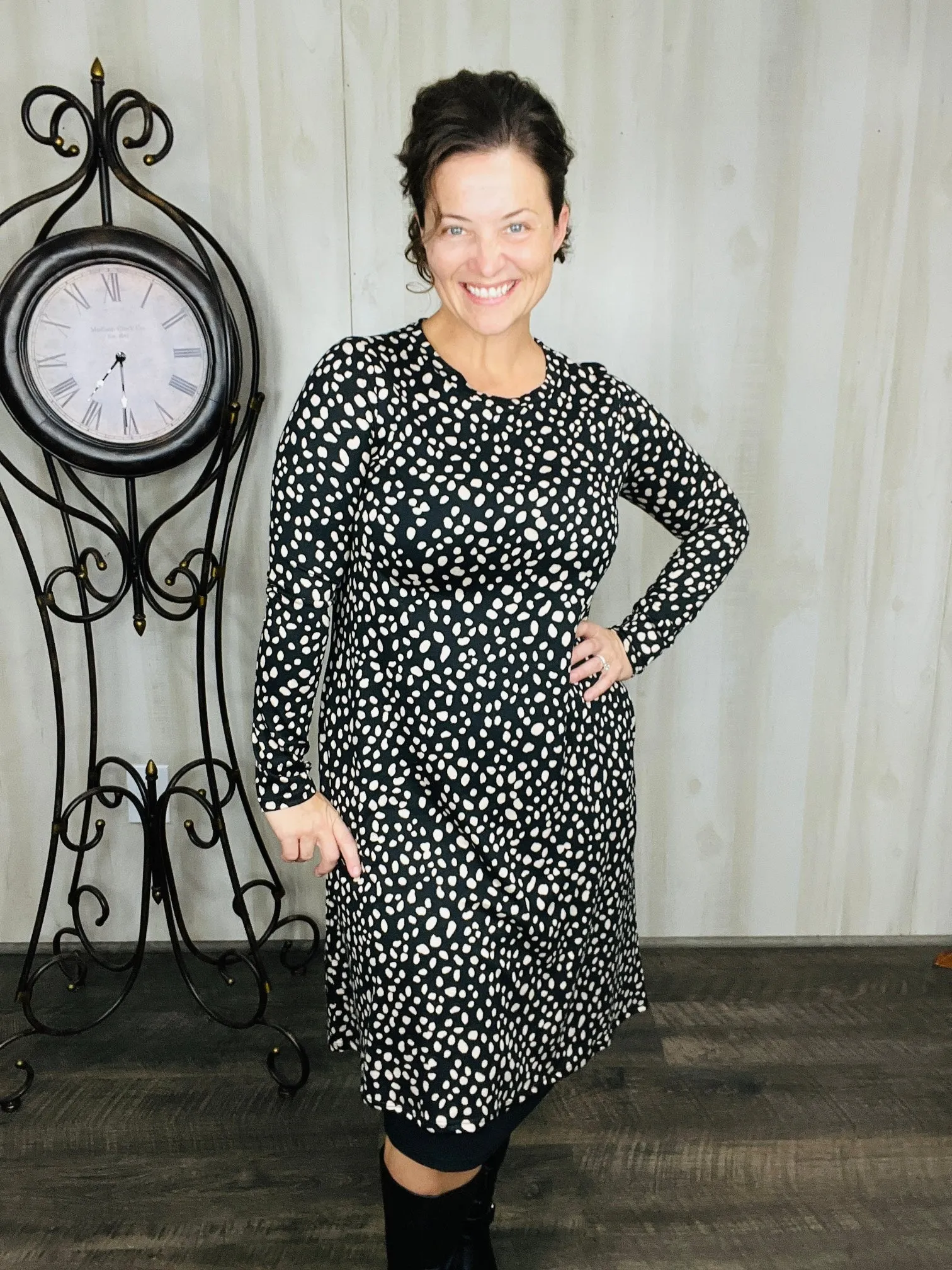 Shannon Black & Khaki Swing Dress/Tunic