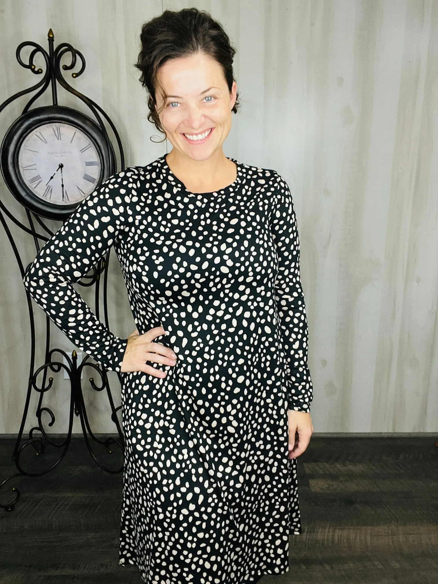 Shannon Black & Khaki Swing Dress/Tunic