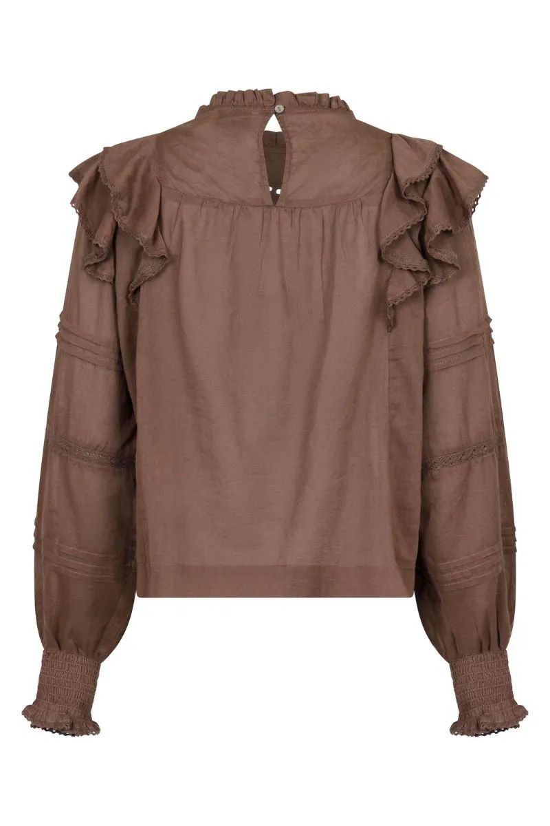 Simkie S Voile Blouse | Light Brown | Bluse fra Neo Noir