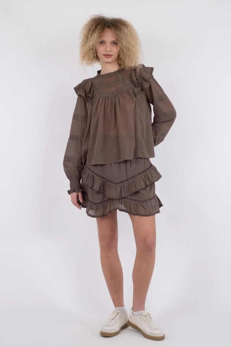 Simkie S Voile Blouse | Light Brown | Bluse fra Neo Noir