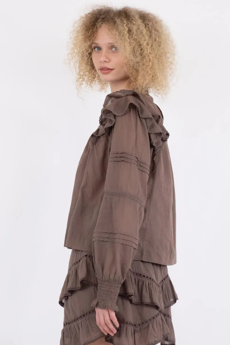 Simkie S Voile Blouse | Light Brown | Bluse fra Neo Noir