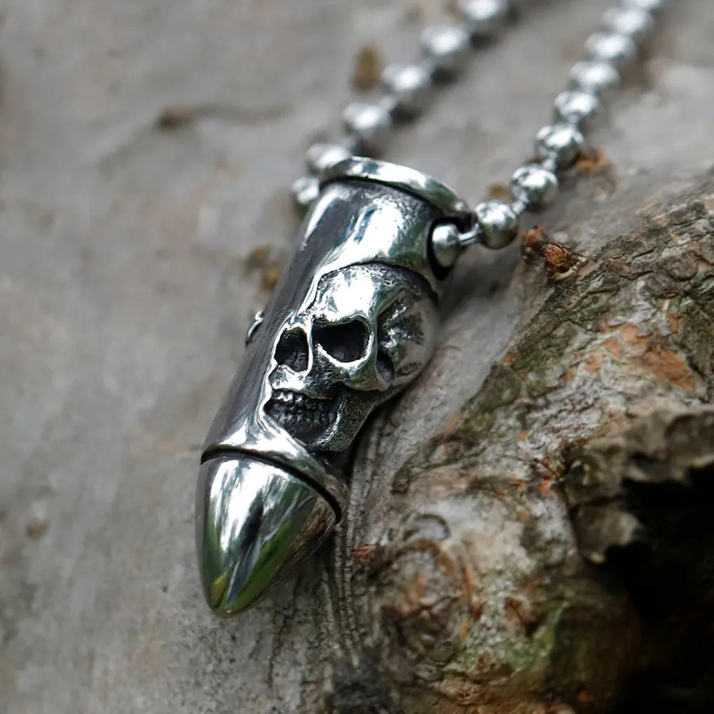 Skull Wrap Bullet Cross Pendant Necklace