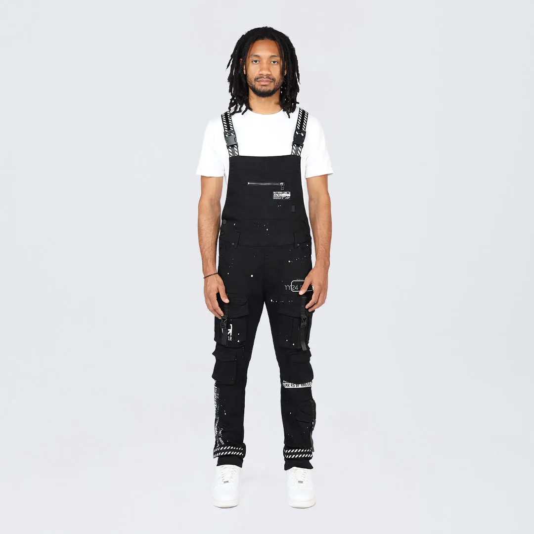 Slim Tapered Utility Twill Overalls - Black