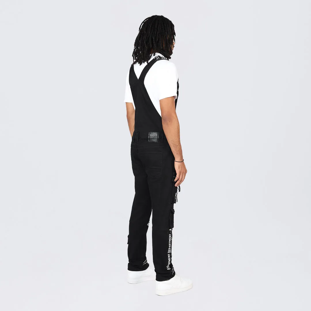 Slim Tapered Utility Twill Overalls - Black