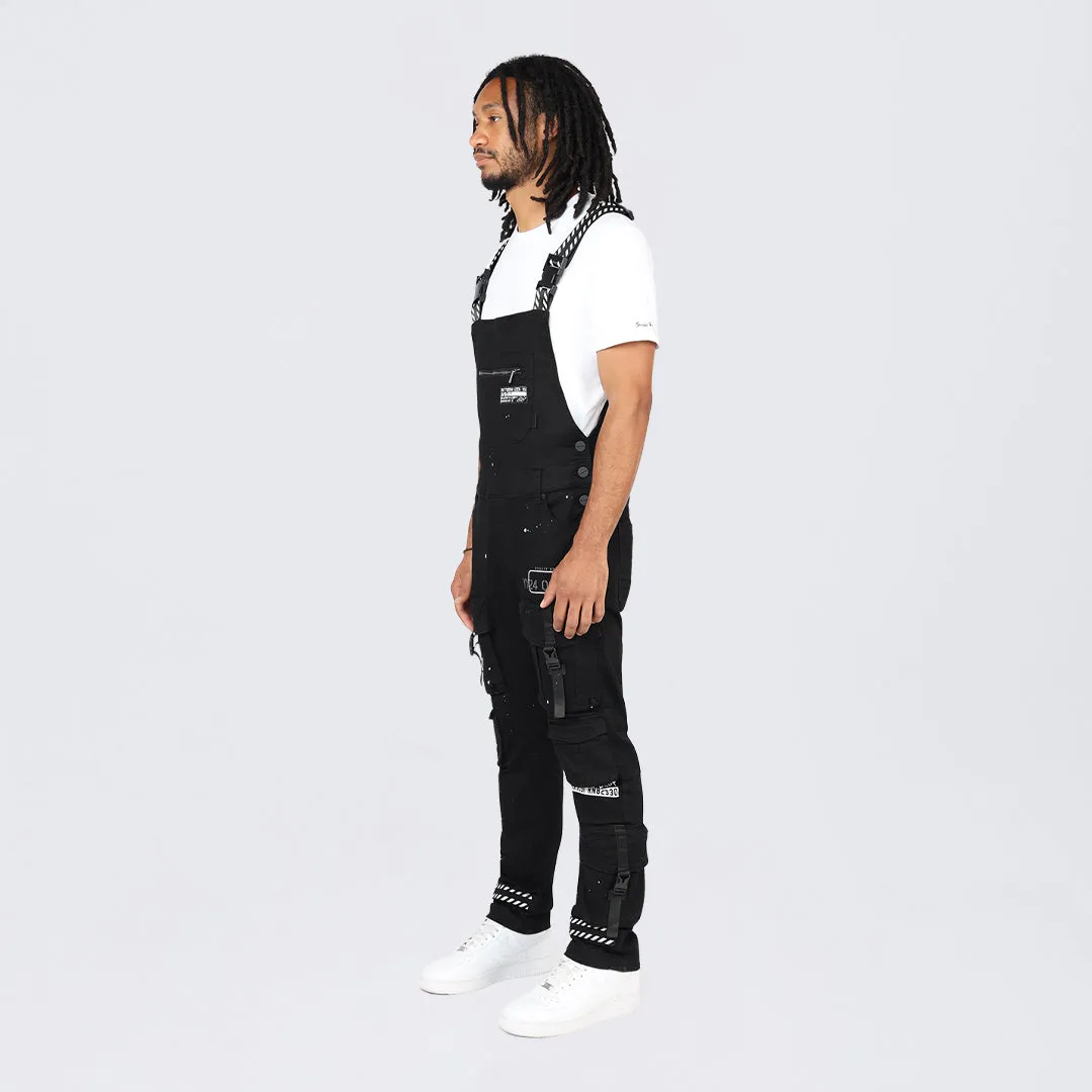 Slim Tapered Utility Twill Overalls - Black