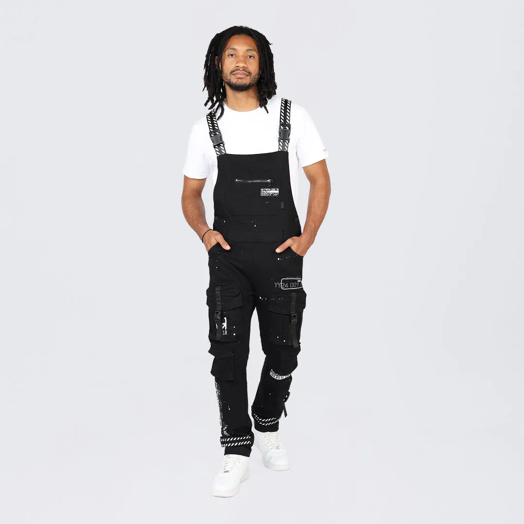 Slim Tapered Utility Twill Overalls - Black