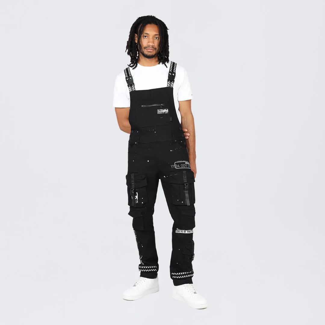 Slim Tapered Utility Twill Overalls - Black