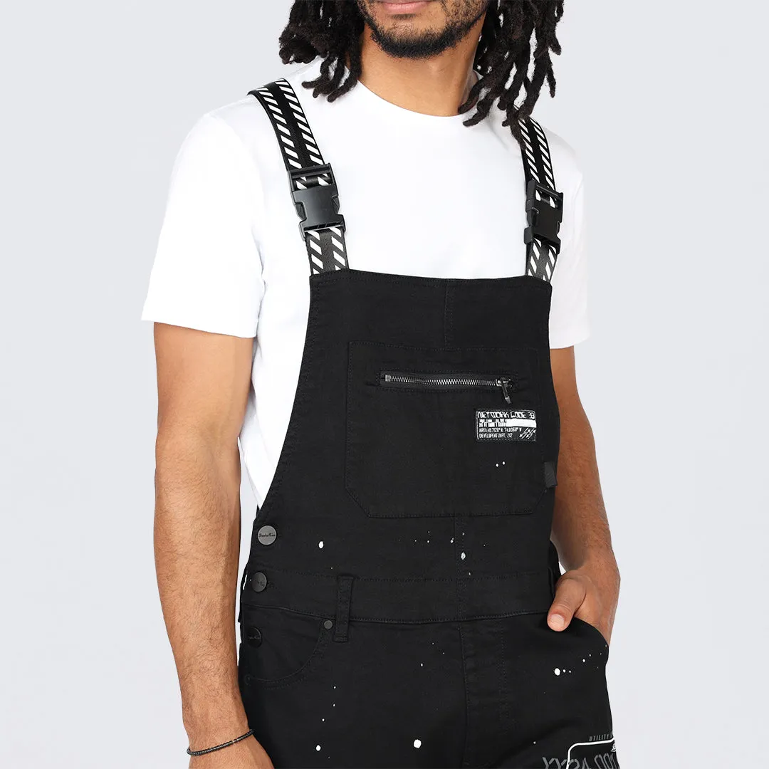 Slim Tapered Utility Twill Overalls - Black