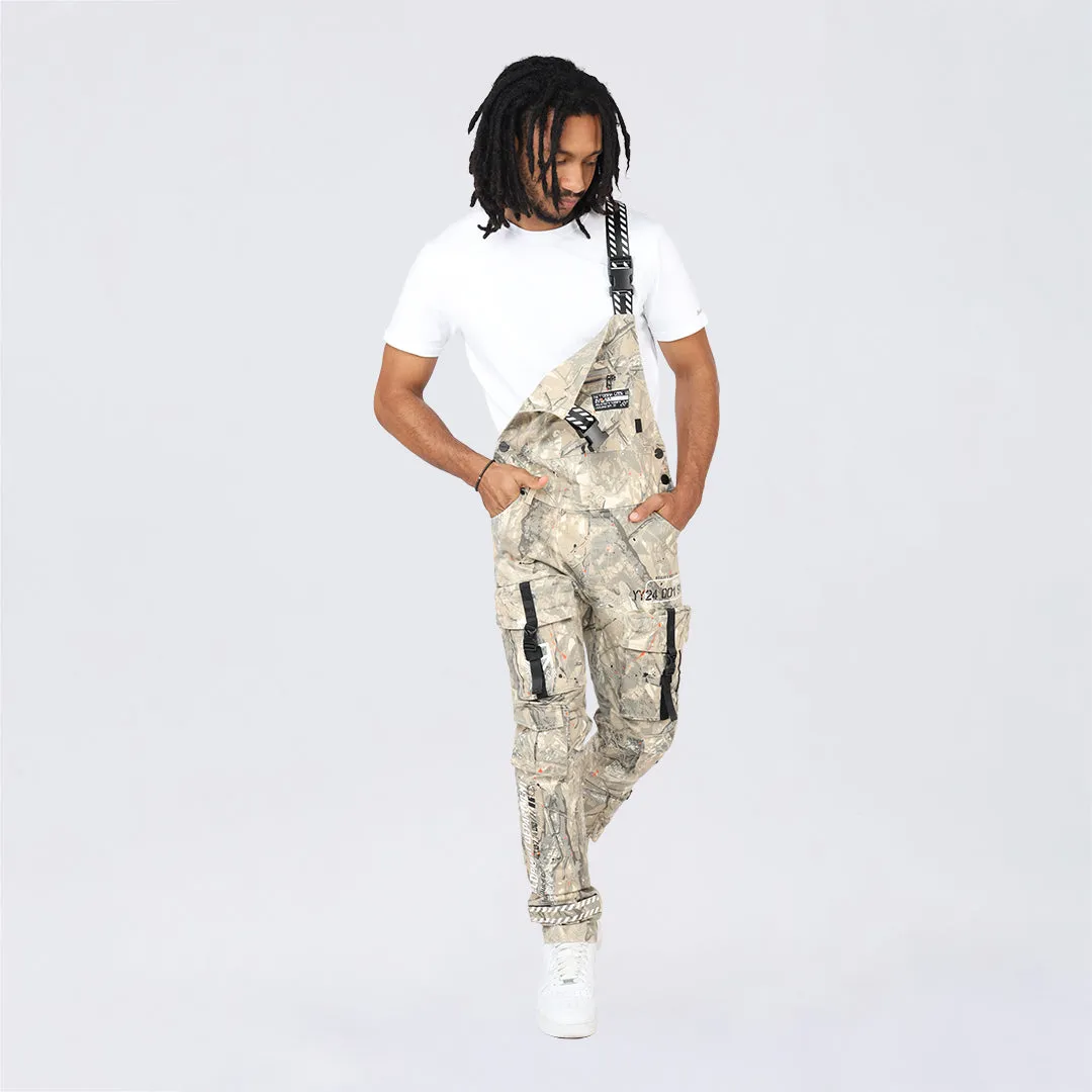 Slim Tapered Utility Twill Overalls - Khaki Hunting Camo