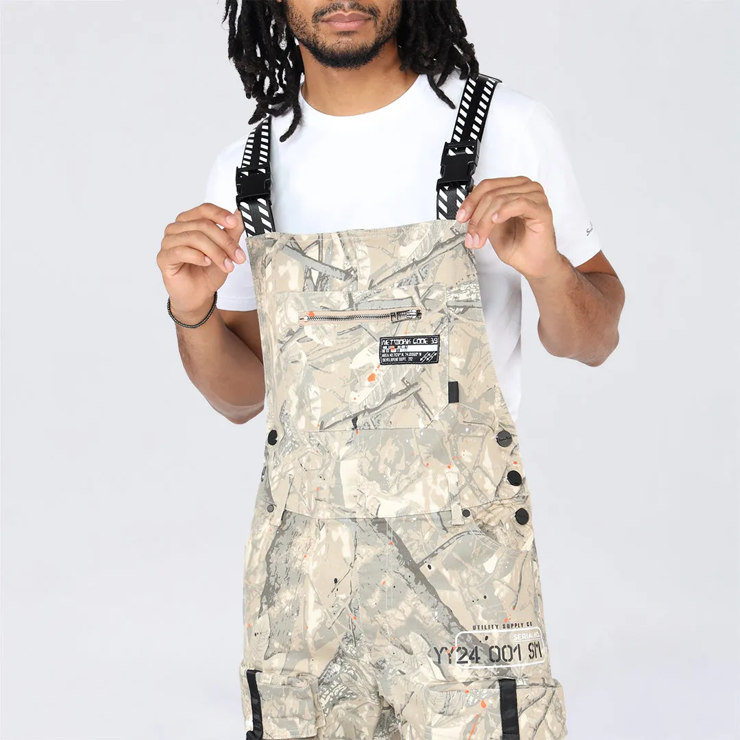 Slim Tapered Utility Twill Overalls - Khaki Hunting Camo