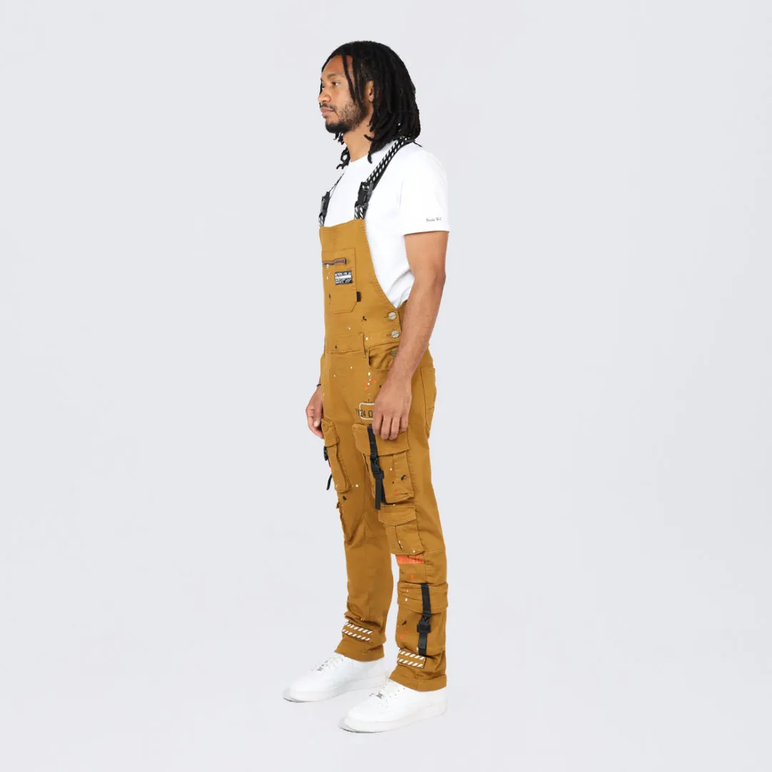 Slim Tapered Utility Twill Overalls - Wheat