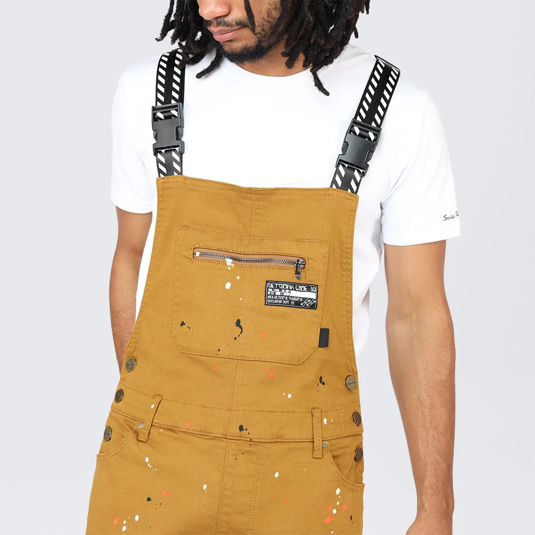 Slim Tapered Utility Twill Overalls - Wheat