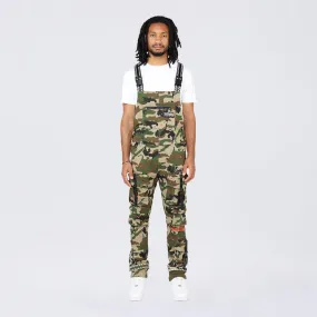 Slim Tapered Utility Twill Overalls - Wood Camo