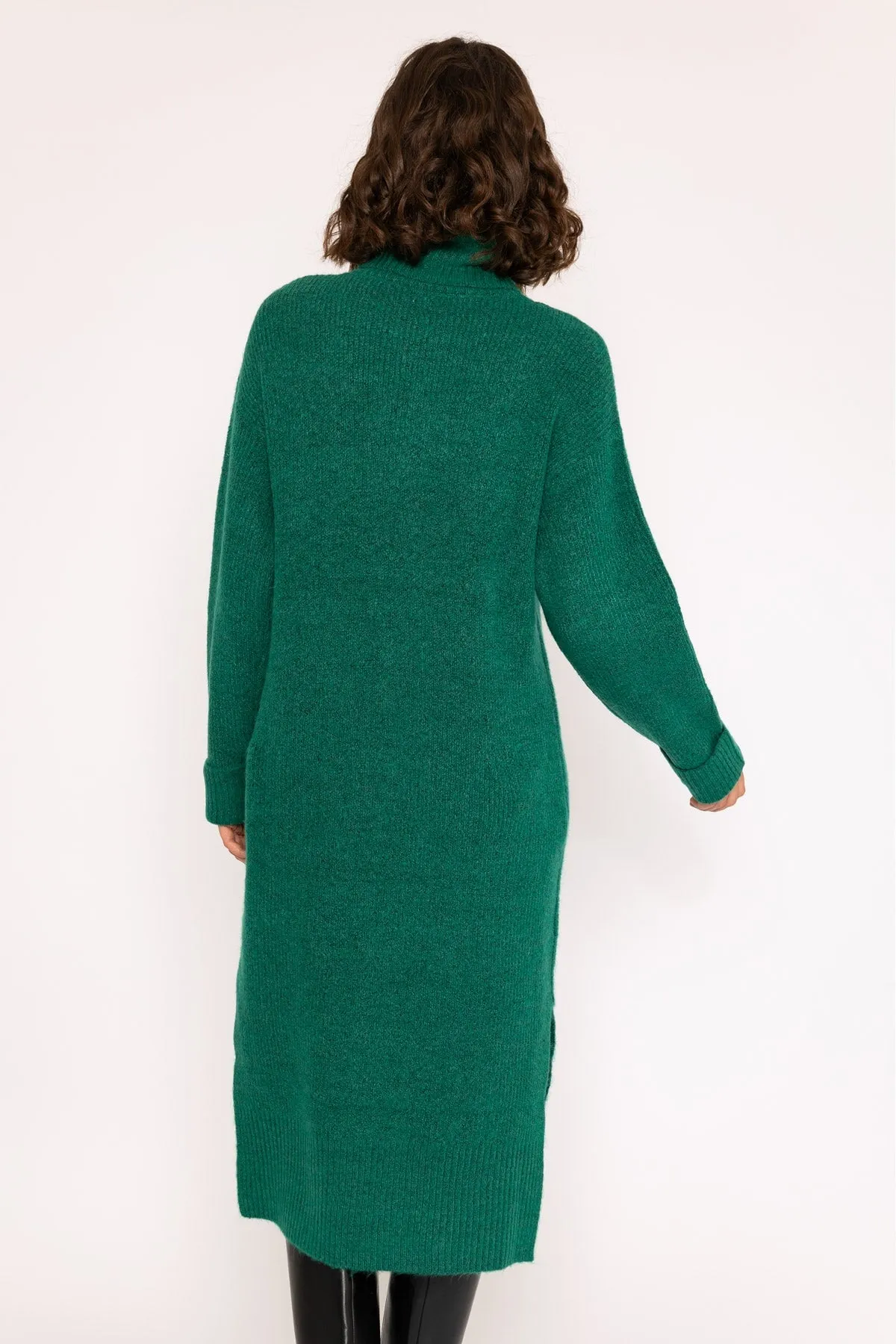 Slouchy Knit Midi Dress in Dark Green