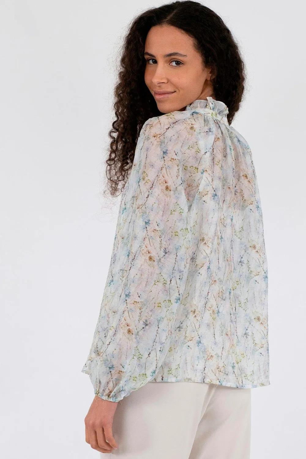 Solbi Whispering Blooms Blouse 162795 | Light Blue | Bluse fra Neo Noir