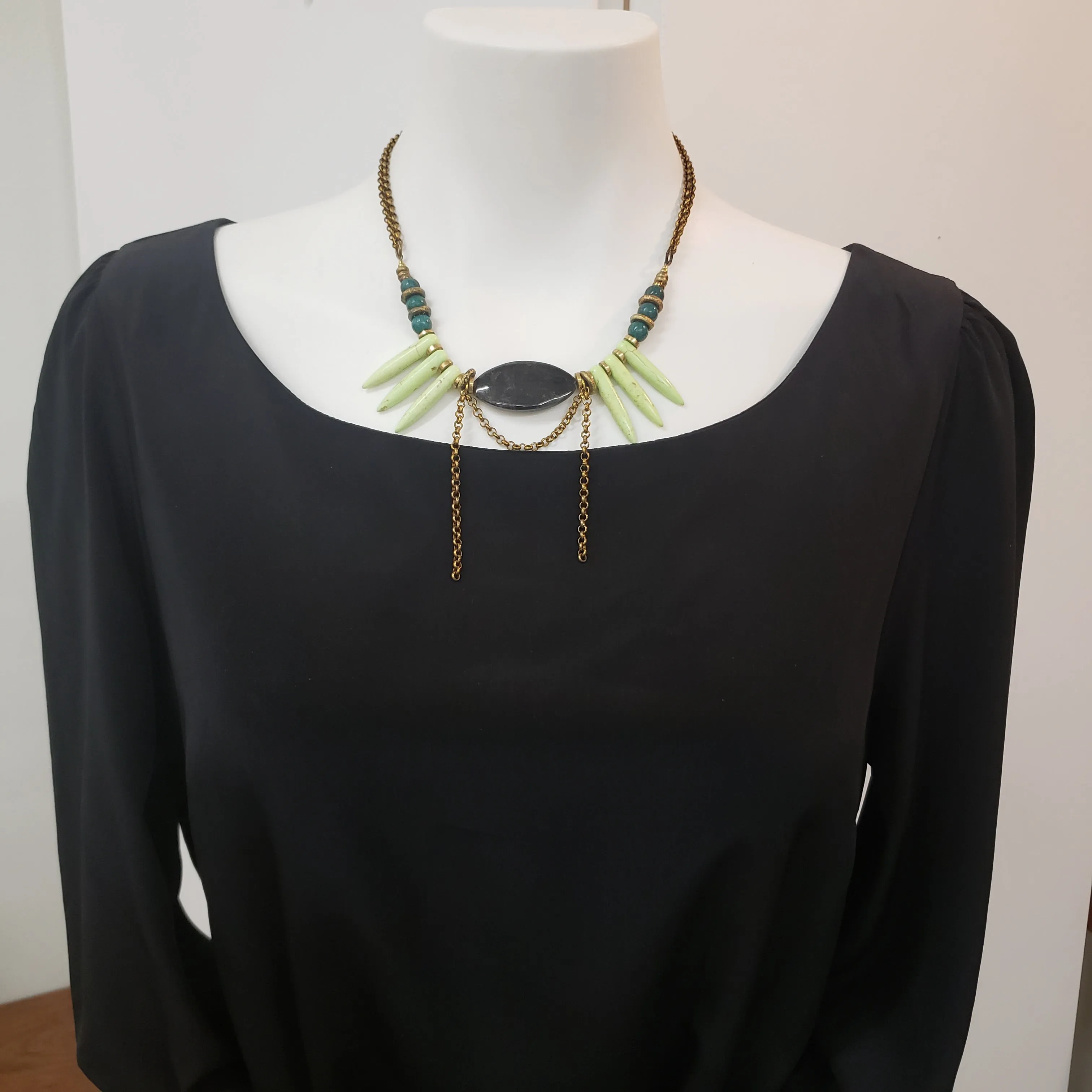 Spike Fringe Collar Necklace - Astrophyllite