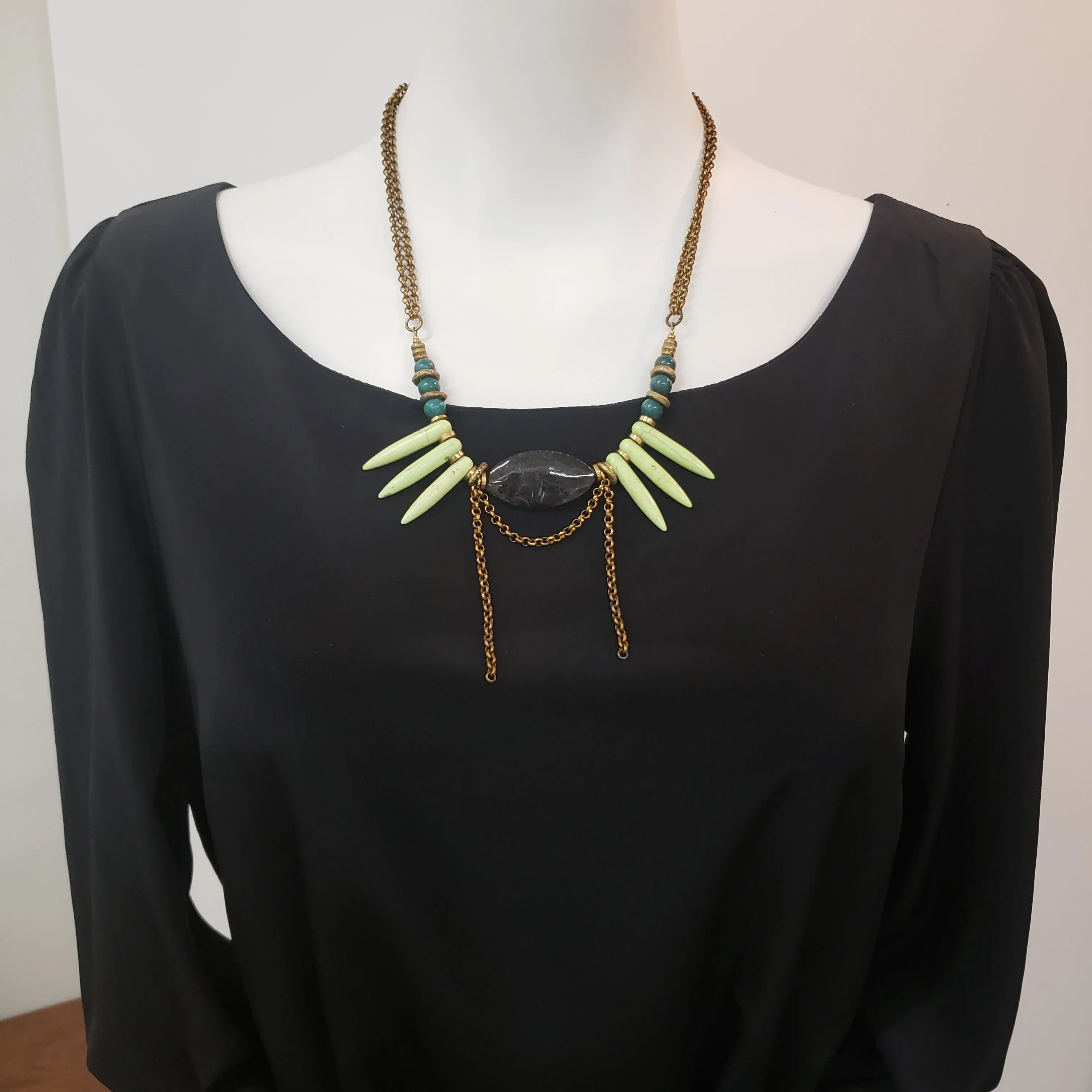 Spike Fringe Collar Necklace - Astrophyllite