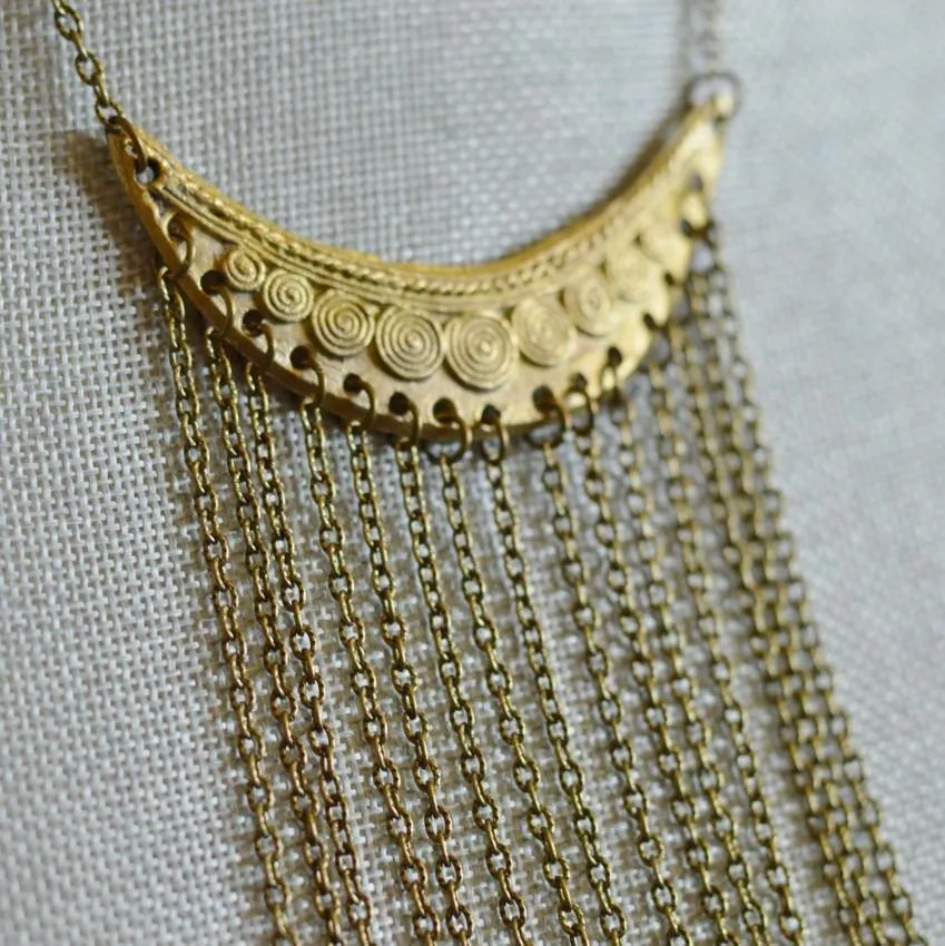 Statement Fringe Necklace | Recycled Brass