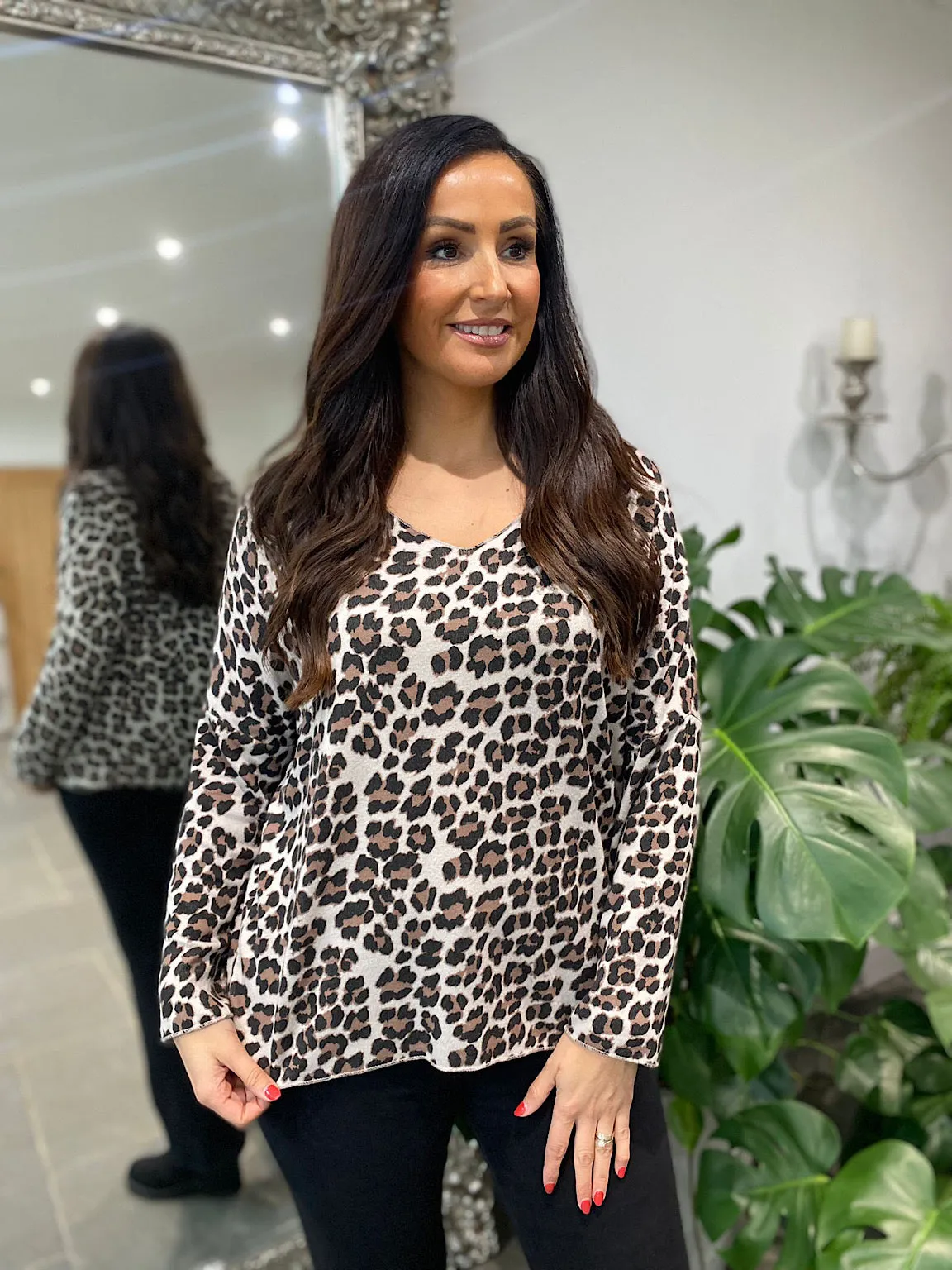 Stone Leopard Fine Knit Neve