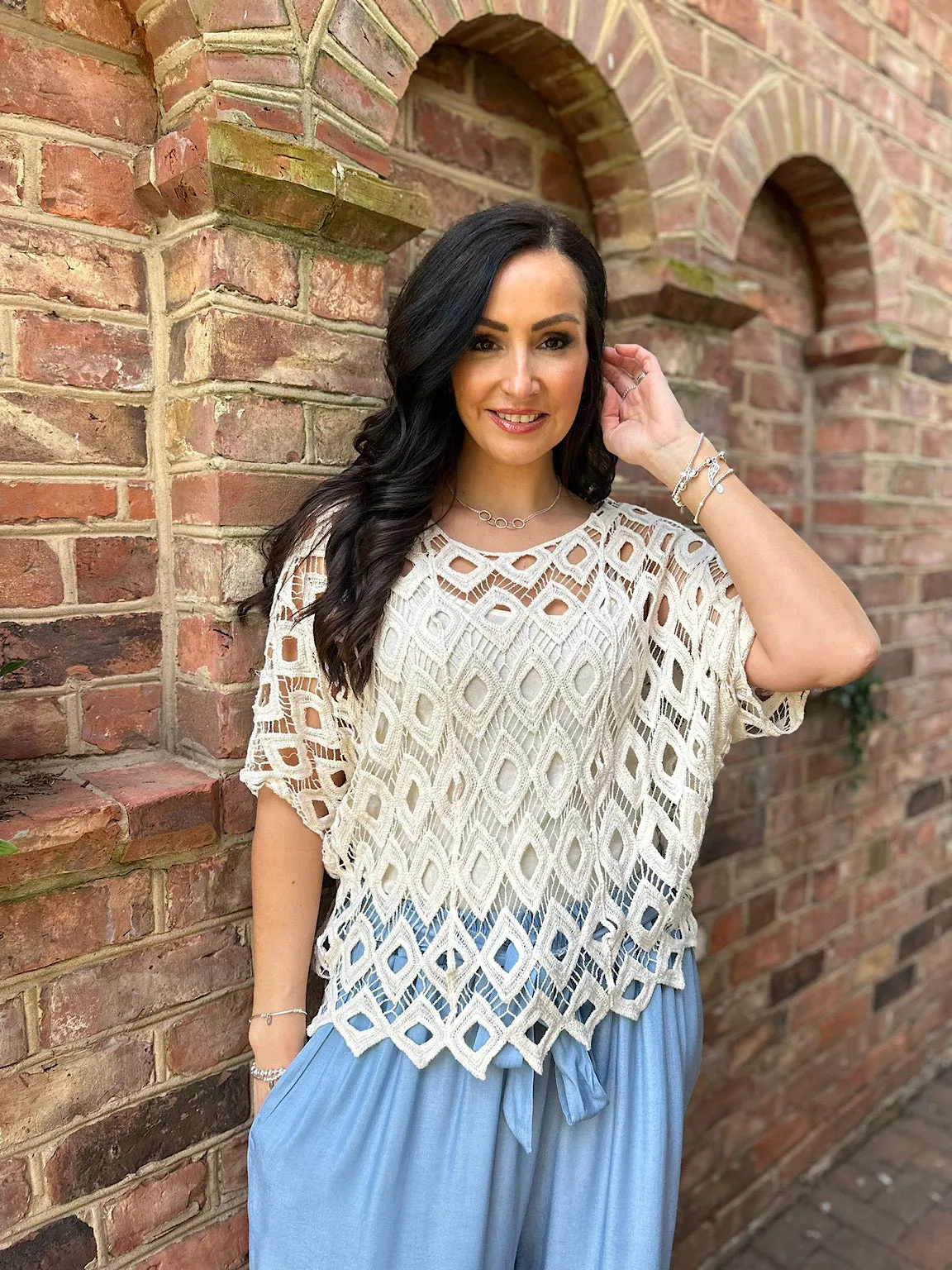 Stone Two Piece Diamond Batwing Knit Macie