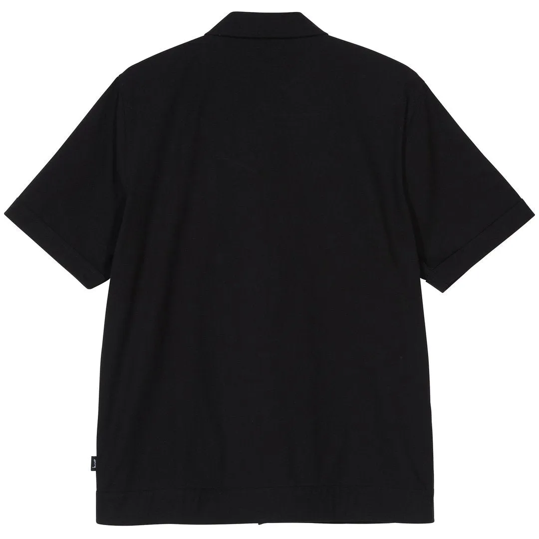 STSSY STRIPED KNIT PANEL SHIRT // BLACK