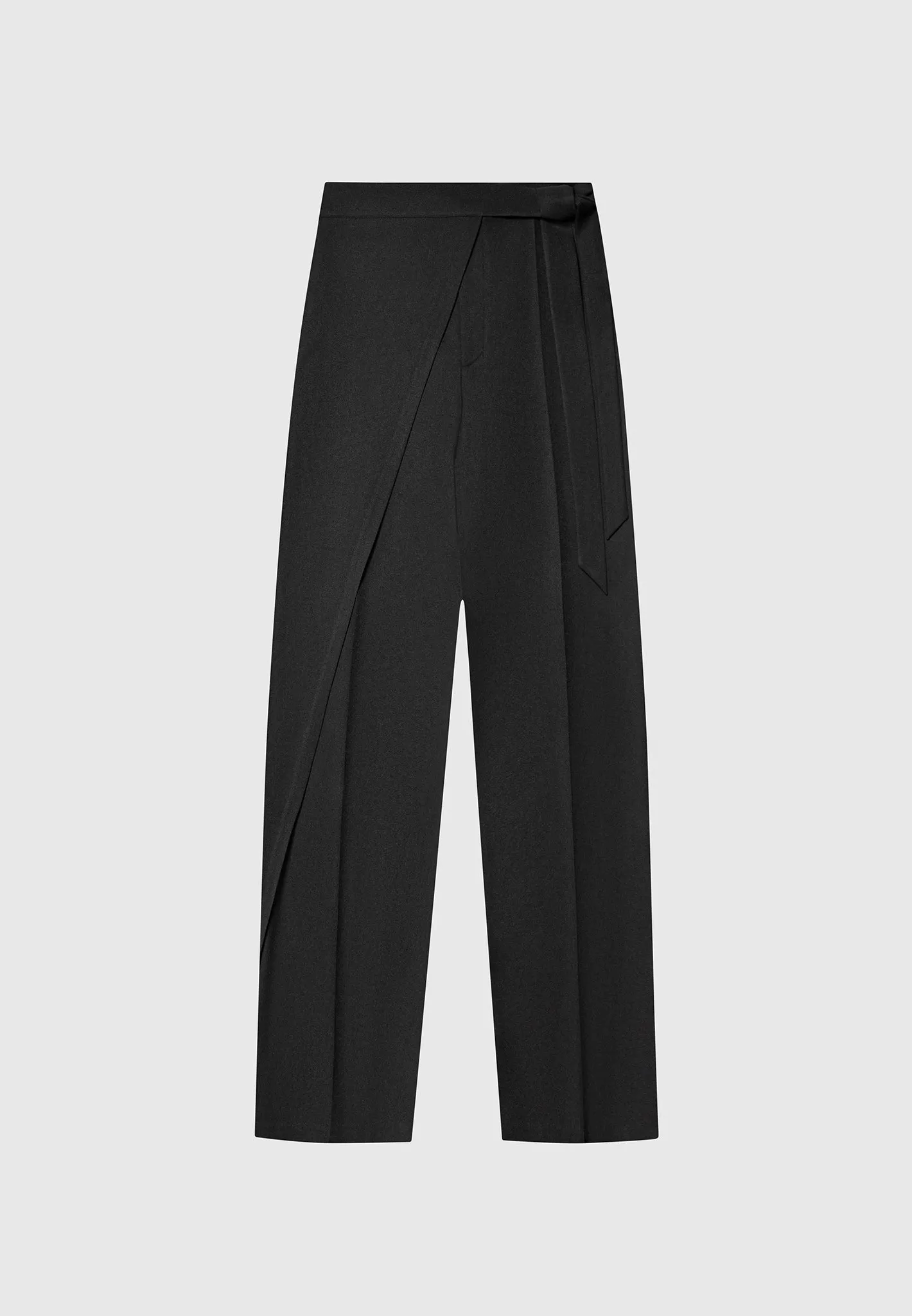 Tailored Wrap Trousers with Tie - Black