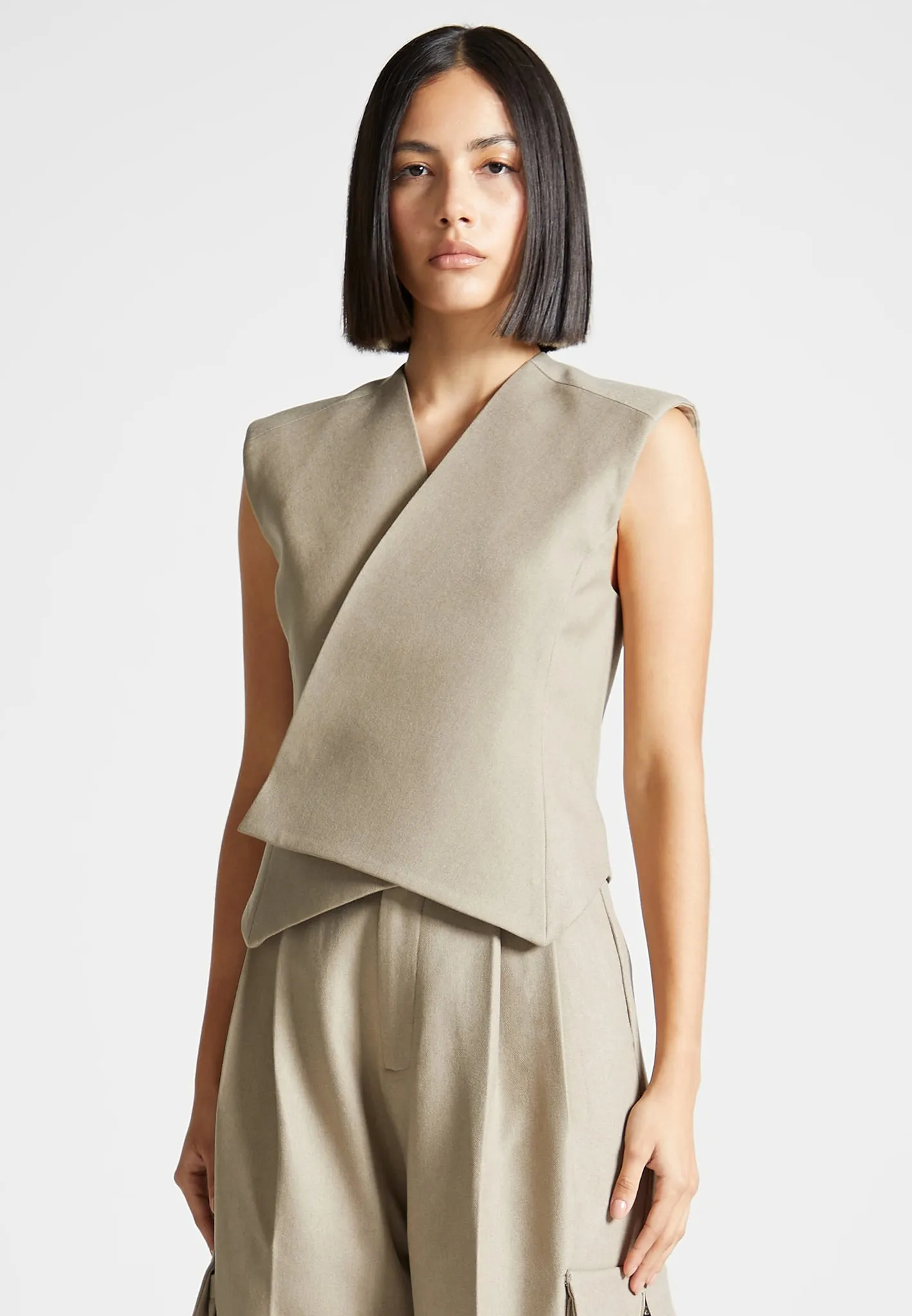 Tailored Wrap Waistcoat - Beige