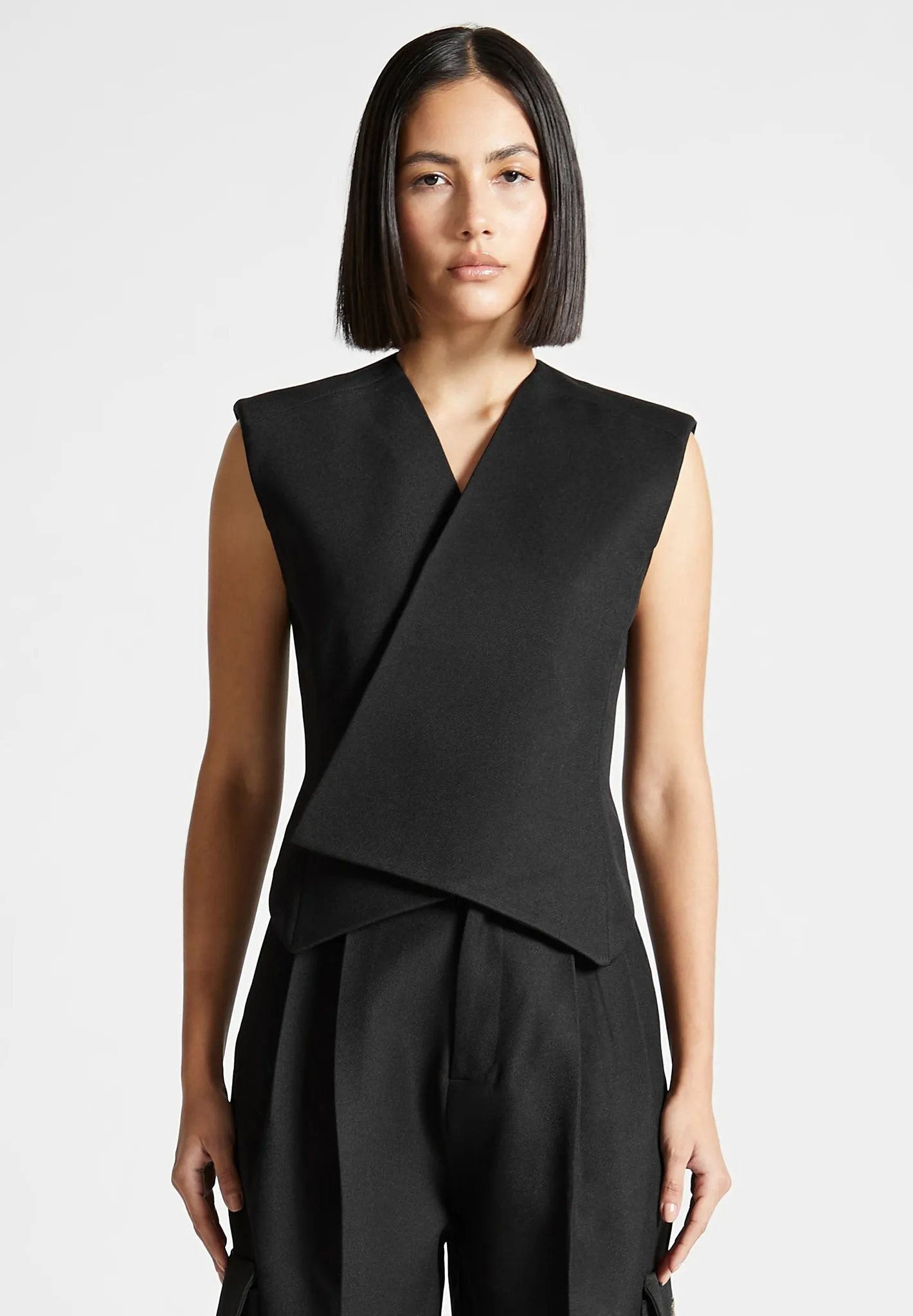 Tailored Wrap Waistcoat - Black