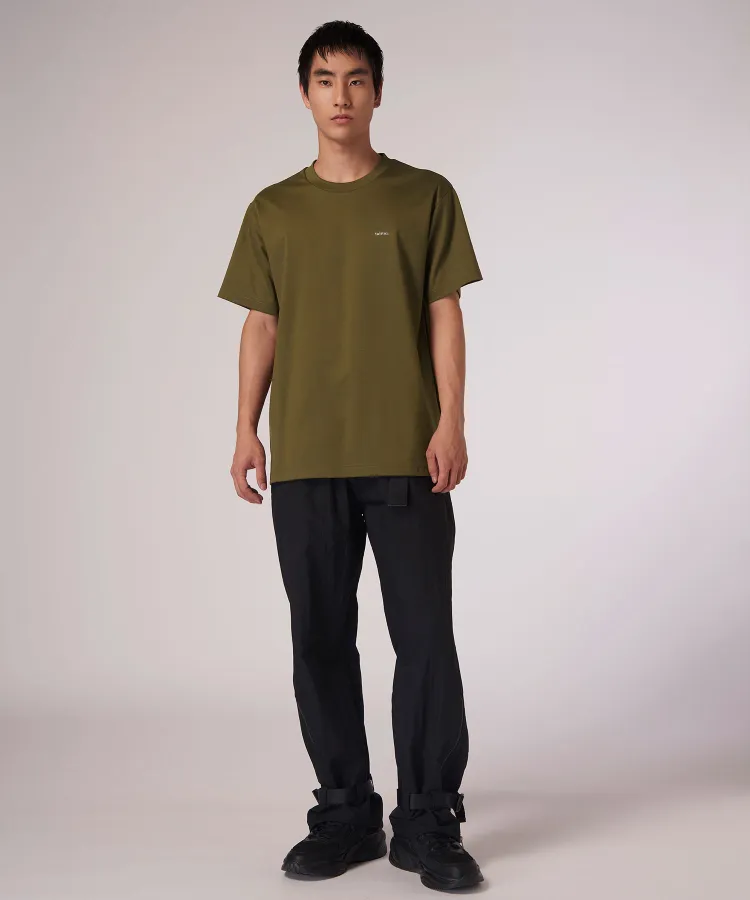 TATRAS  |Crew Neck Plain Cotton Short Sleeves Khaki Logo