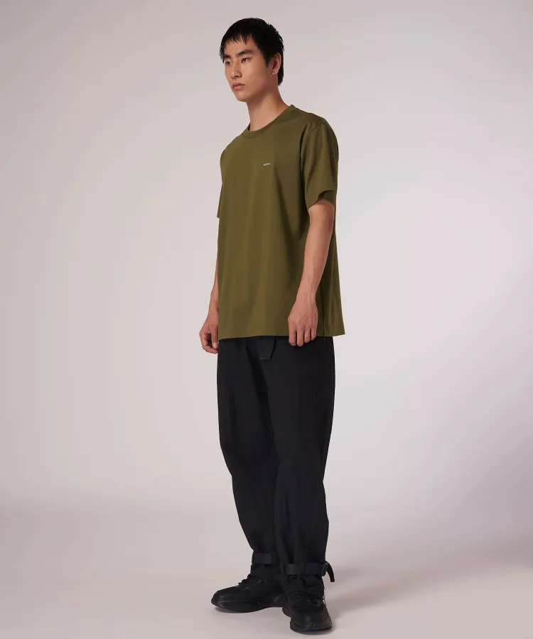 TATRAS  |Crew Neck Plain Cotton Short Sleeves Khaki Logo