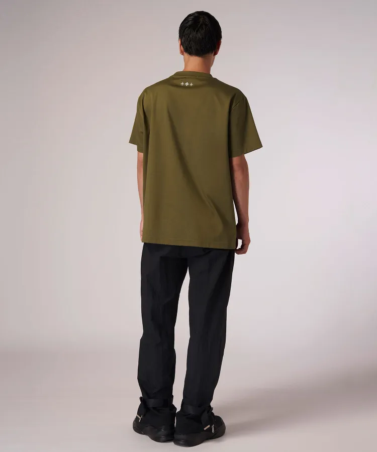 TATRAS  |Crew Neck Plain Cotton Short Sleeves Khaki Logo